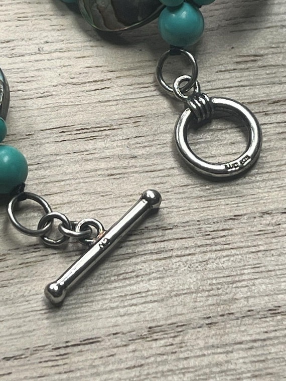 Signed LUC 925 Multi-Strand Abalone Link Necklace - image 7