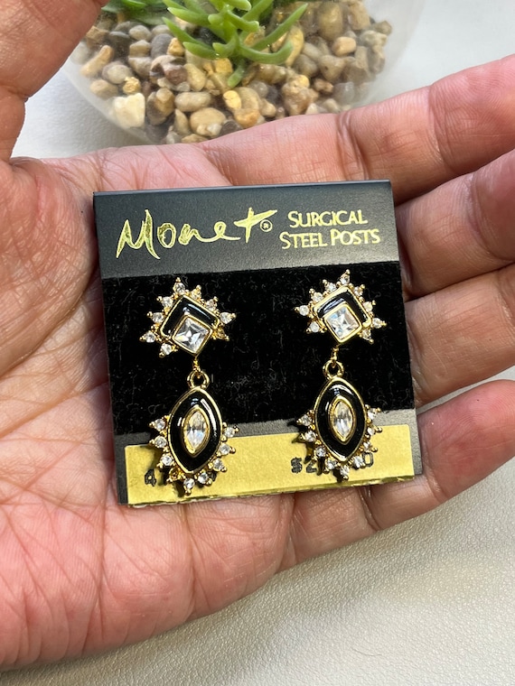 New old stock on card Monet post drop earrings