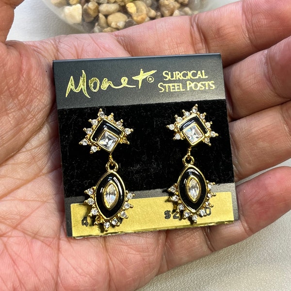 New old stock on card Monet post drop earrings