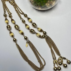 SARAH COVENTRY gold tone multi strand tassel necklace