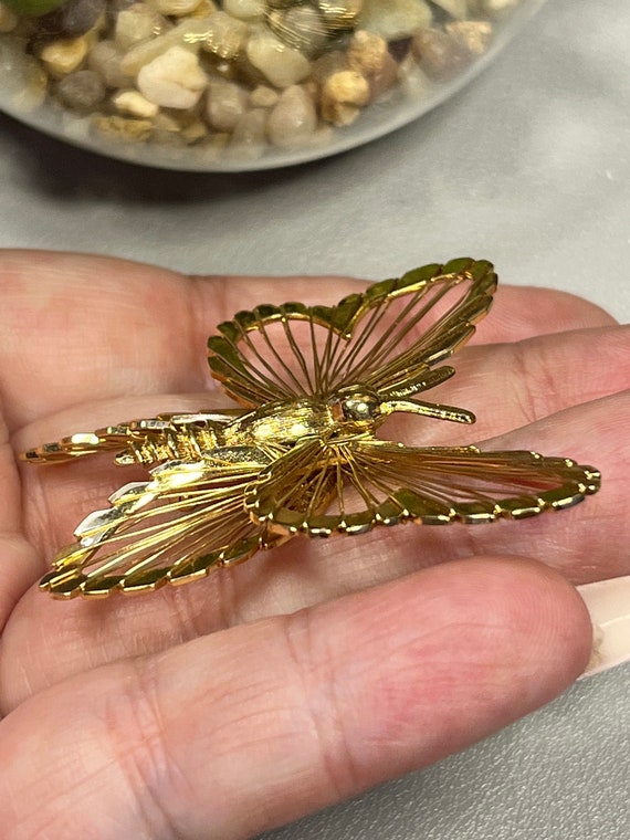 Vintage MONET gold tone butterfly brooch - image 3