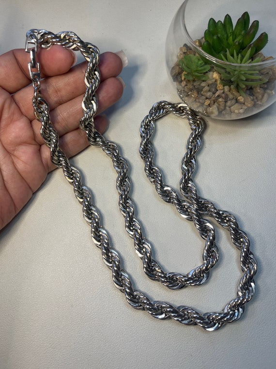 NAPIER silver tone twisted rope necklace