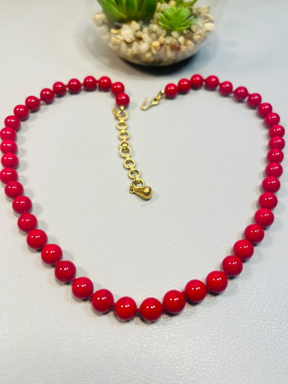 Vintage MONET red glass bead necklace