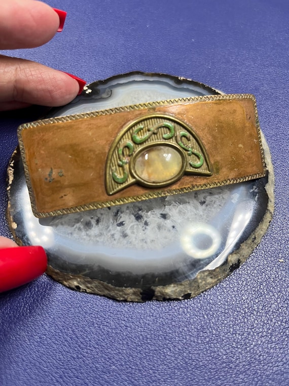 Vintage hair clip made in France Vintage Made In France Barrette Hair Clip Lady Profile Art  main image 3