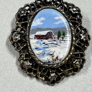 Broche vintage pintado a mano