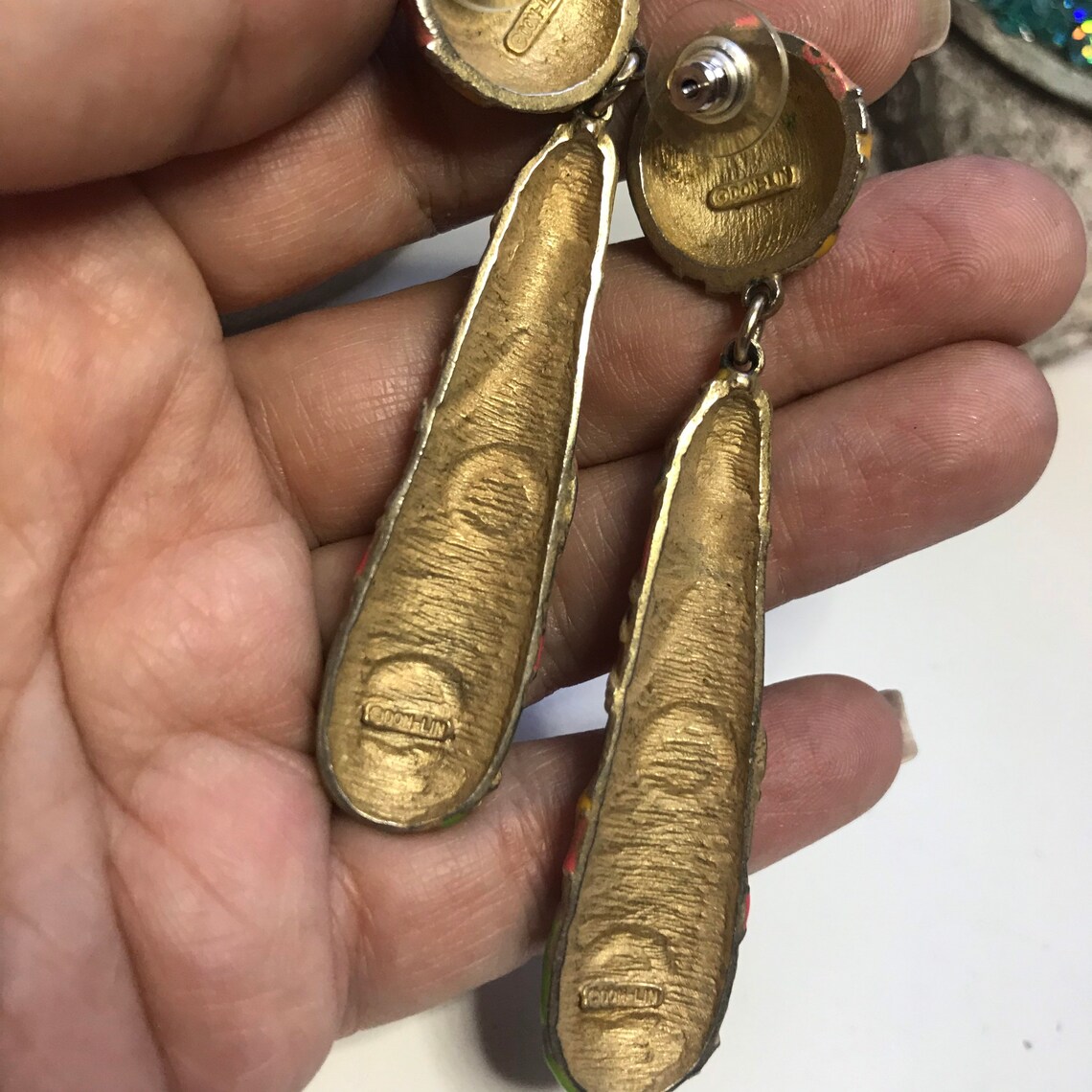 Vintage 1980s Don Lin Drop Earrings Etsy