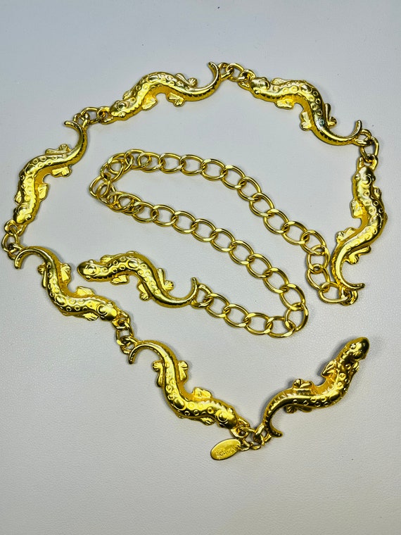 Vintage MOTION EAST gold tone lizard belt