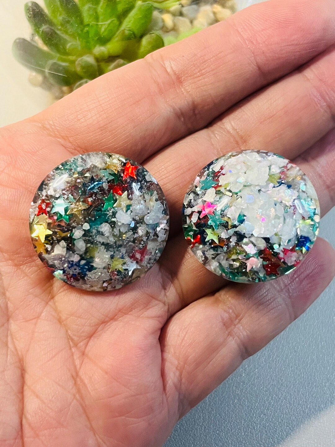 Vintage Multicolor Confetti Button Clip on Earrings - Etsy