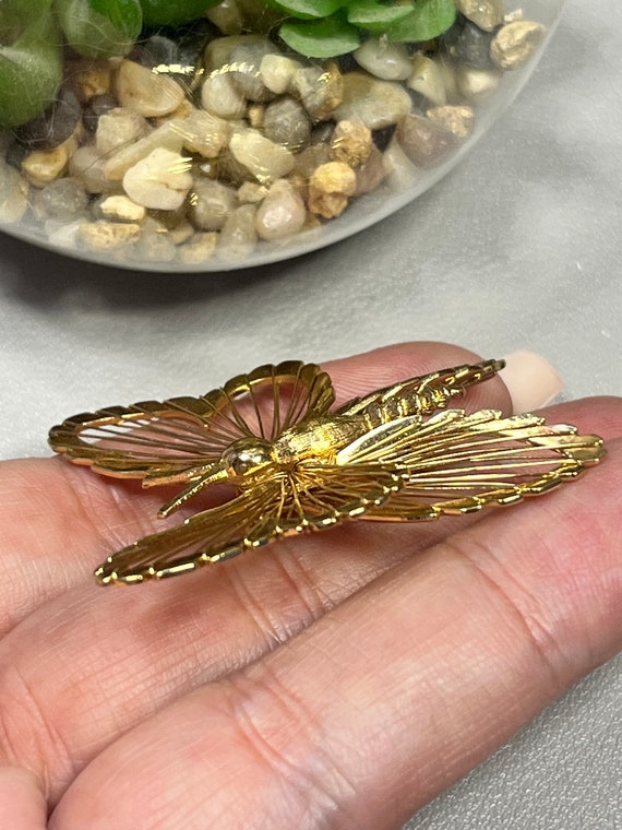 Vintage MONET gold tone butterfly brooch - image 4