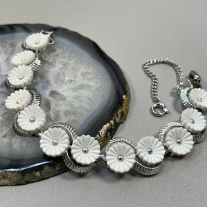 CORO silver tone white flower bracelet