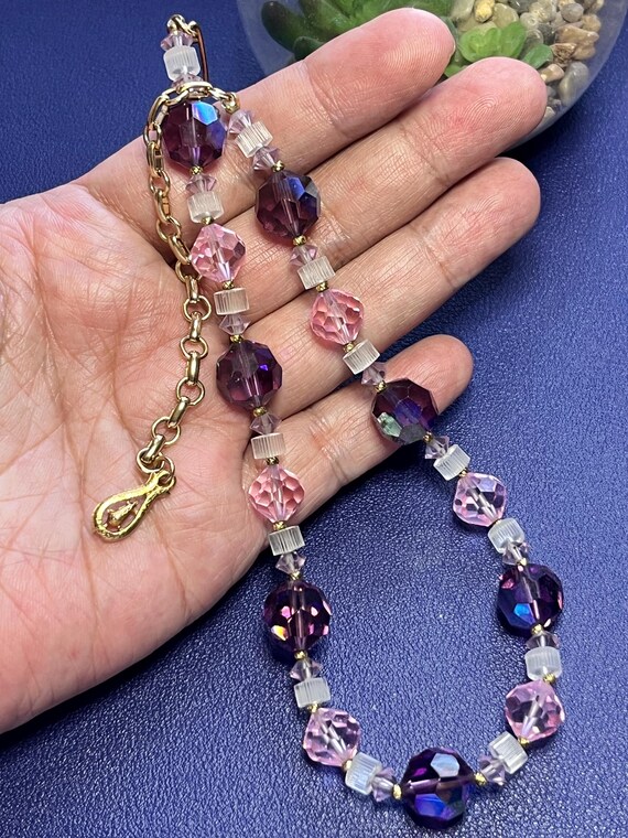 暮らしに便利なアイテム Vintage coro Gem - purple necklace ビーズ、ガラス