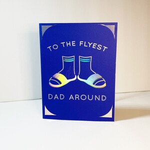 Au papa le plus volant, carte pour papa cool, carte de vœux vierge de la fête des pères, carte holographique bleue pour papa