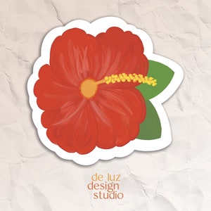 Flor de Maga geïllustreerde sticker | Puerto Ricaanse nationale bloemsticker | Puertorriqueña | Bloemsticker | Illustratie | Latijnse sticker