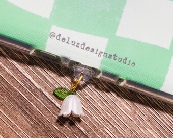 Lily of the Valley Kindle Charm | Flower USB C Kindle Dust Plug Charms | Bookish Charm |  Bookish Merch, Bookish Gifts, Kindle Accessories