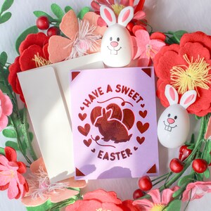 Tenga una dulce Pascua / Tarjetas de conejito de Pascua y huevos de Pascua / Juego de tarjetas de felicitación en blanco de Pascua / Tarjeta cortada / Tarjeta de primavera