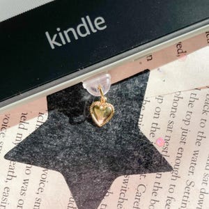 Gold Heart Kindle Charms | USB C Kindle Dust Plug Charms | Bookish Charm |  Bookish Merch, Bookish Gifts, Kindle Paperwhite Accessories