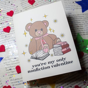 Tu es ma seule Saint-Valentin non-fictionnelle | Carte de Saint-Valentin livresque | Carte de Saint-Valentin ours | Carte lecteur | Carte de la Saint-Galentin