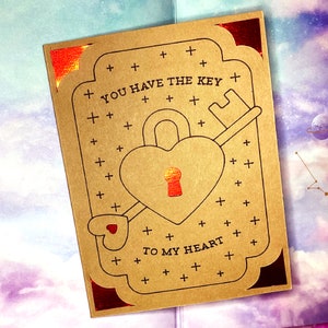 Llave de mi corazón Tarjeta de felicitación en blanco del Día de San Valentín, Tarjeta de felicitación para un ser querido, Tarjeta para cónyuge pareja, Tarjeta de aniversario
