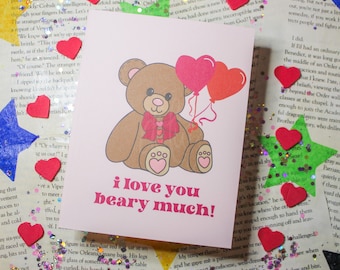 I Love You Beary Much Valentine's Day Card | Heart Balloons