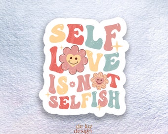 Sticker zelfliefde hippe bloem | Positieve bevestiging, waterdicht