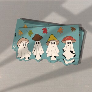 do Dia das Bruxas do cogumelo Adesivo | Fantasma com chapéus de cogumelo | Mushie assustador adesivos de <br> Entrega Rápida? Adesivos de diário da temporada de outono de doces ou travessuras