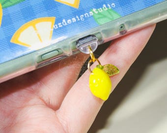 Lemon Kindle Charm | Fruit USB C Kindle Dust Plug Charms | Bookish Charm |  Bookish Merch, Bookish Gifts, Kindle Accessories