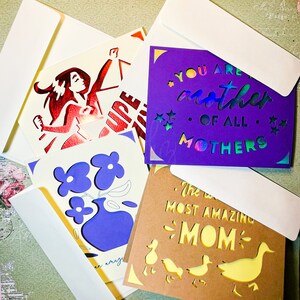 Tarjetas del Día de la Madre para mamá, abuela, tía / Tarjeta Super Mom / Tarjeta de pato de mamá / Tarjeta de mamá floral minimalista / Tarjeta de madre de todas las madres