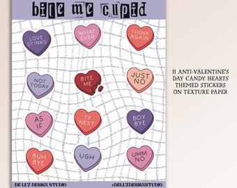 Anti-Valentine's Day Candy Hearts Sticker Sheet | Galentine's Gift
