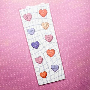 Anti-Romantic Candy Hearts Bookmark | Romance Reader Bookmark | Bookish Laminated Bookmark