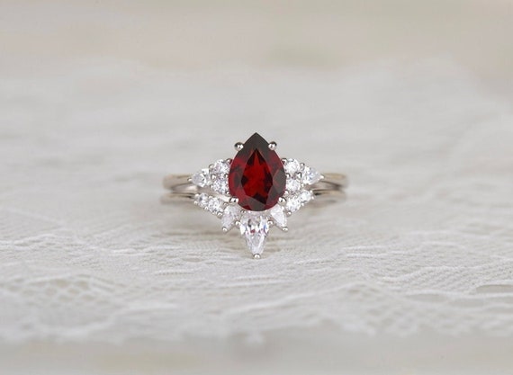 Delicate Garnet Ring. Small Garnet Ring. January Birthstone Ring. Gemstone  Ring. Red Stone Ring. Square Halo Ring. Sterling Silver Ring. - Etsy