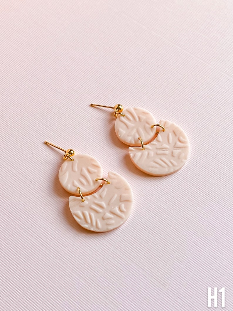 Simple Texture Earrings Polymer Clay Earrings Dangle Earrings
