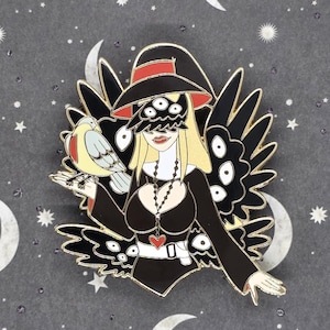 Luzonia Bleeding Heart Dove Witch Enamel Pin