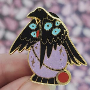 Crow Crystal Ball Enamel Pin