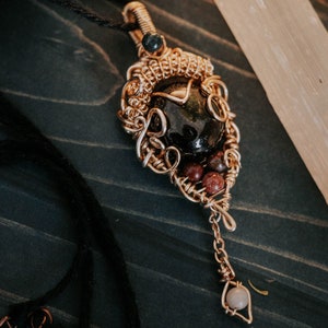 Jet and Jasper stone pendant