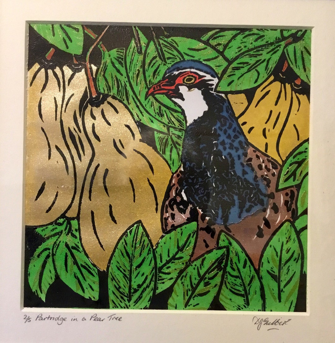Partridge in a Pear Tree - Limited Edition Original Lino Print - Etsy UK