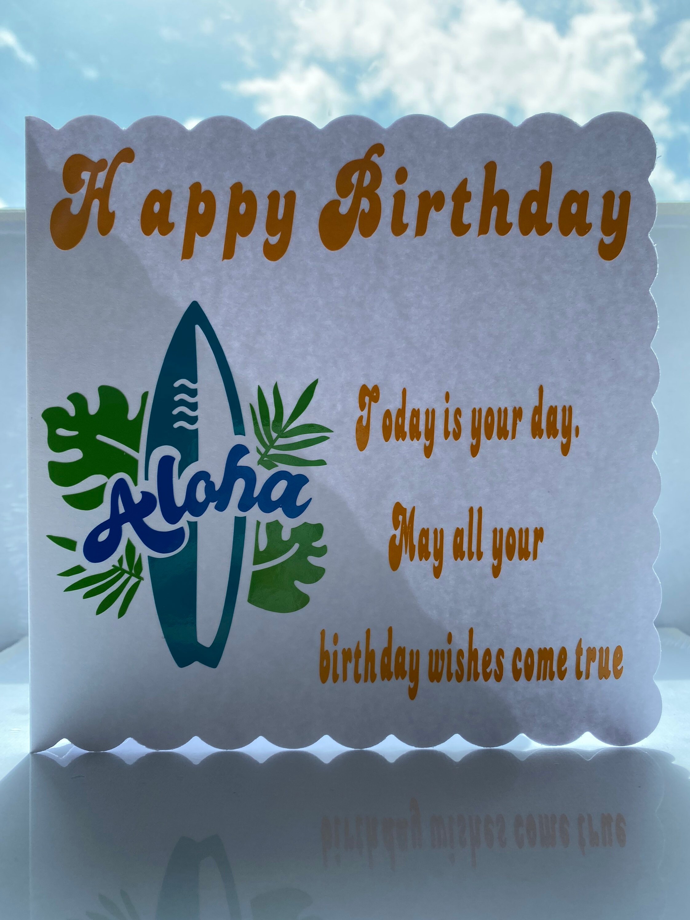 Aloha Birthday card Hawaiian Birthday Surfboard Happy | Etsy