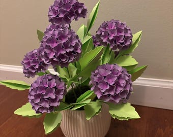 Handmade Paper Hydrangeas:Purple