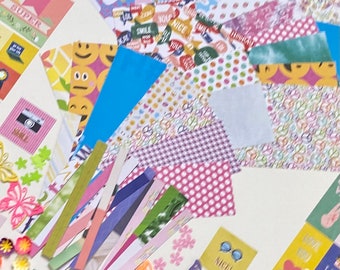 Colorful scrap papers for cardmaking, scrapbooking, journaling, collage, mixed media, destashed,ephemera,junk journal