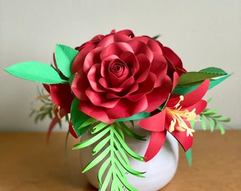 Red Bouquet, Paper Roses, Handmade paperflowers