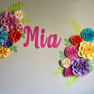 Kolorowa 3D Paper Flower Wall Decor, Papierowe kwiaty do pokoju dziecięcego, Dekoracja na wieczór panieński, Dekoracja urodzinowa, Kwiaty do pokoju dziecięcego dla dziewczynki