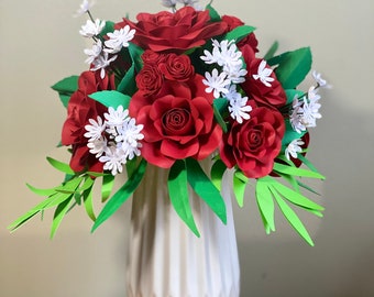 Red Paperflowers, Hnadmade paperflowers, Handmade paper roses