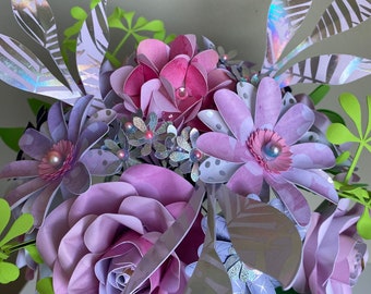 Shimmering 3D Paper Flowers with Pearls: Home/Office Decor