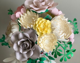 Handmade Pastel Paper Flower Bouquet: 3D Floral Decor