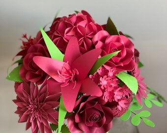 Red Bouquet, Handmade Paperflowers
