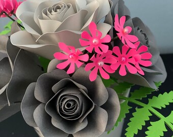 Colorful Paper Flowers in a Cup, Office Decor, Handmade Paperflowers