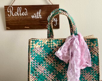 Woven Tote, Handmade Tote Using palm leaves