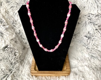 Handmade Paper Bead Necklace: Upcycled Magazine Jewelry