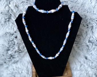 Handmade Paper Bead Necklace & Bracelet: Upcycled Magazine Jewelry