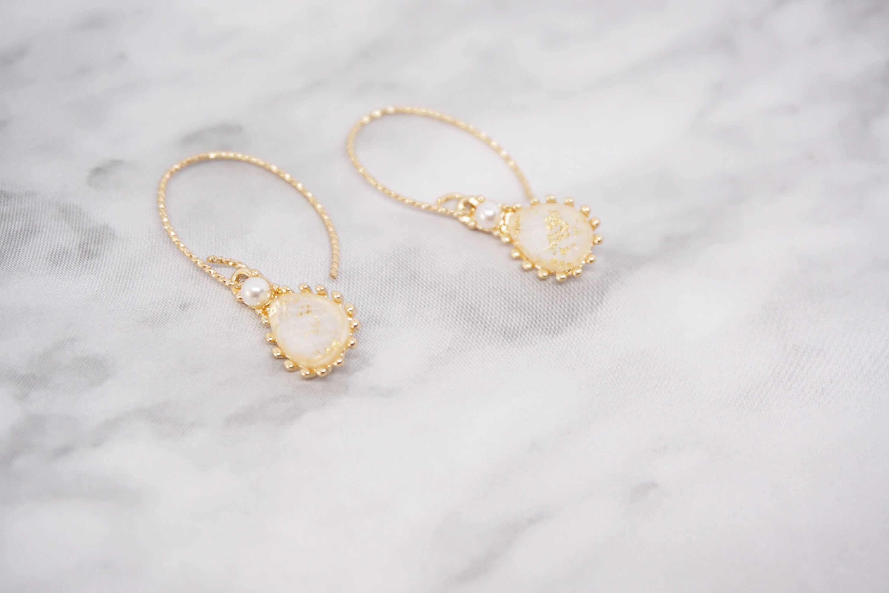 White Crystal Drop Earrings, Handmade Dangle Earrings, Shine Teardrop