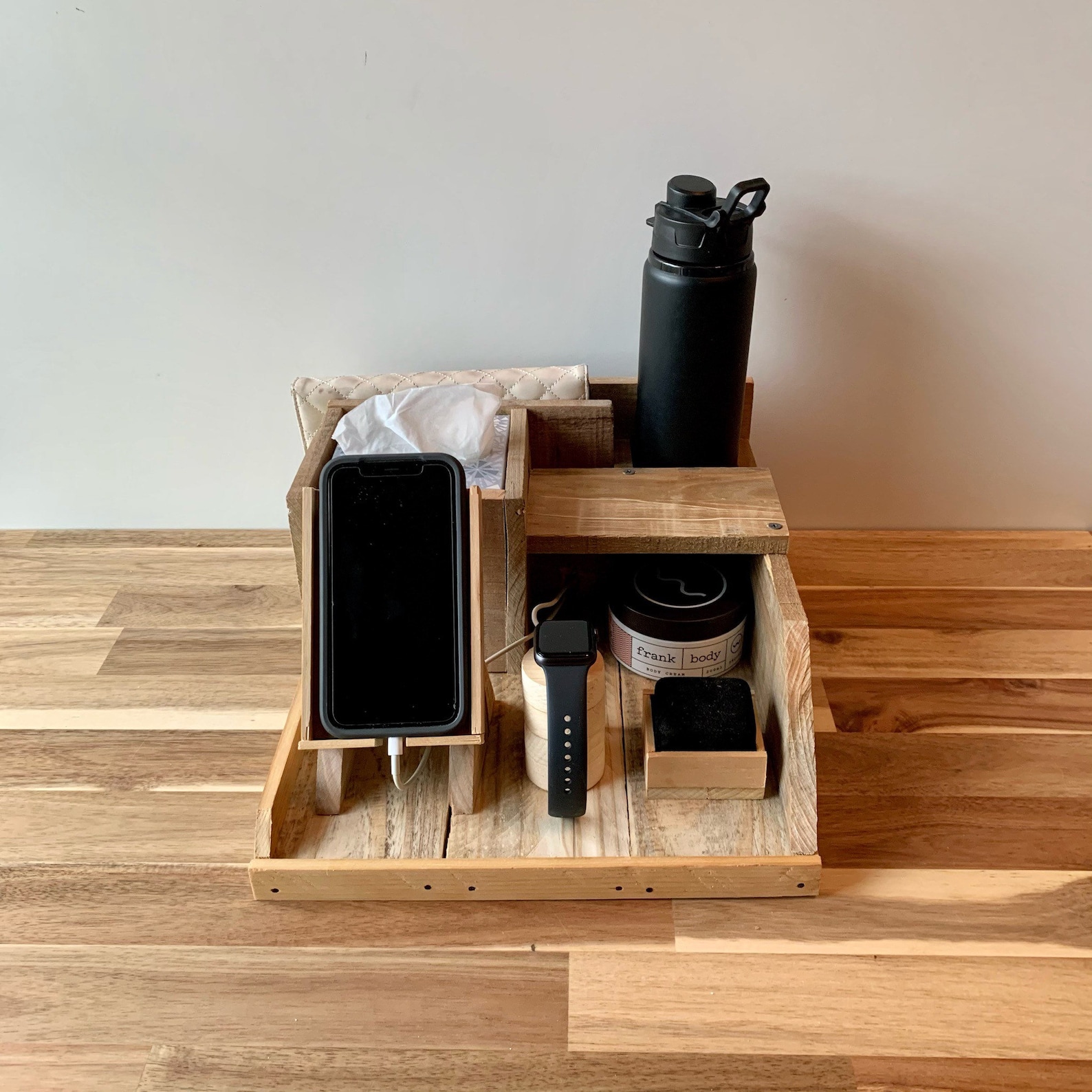 Custom Wooden Bedside Table Organizer and Charging Station Etsy